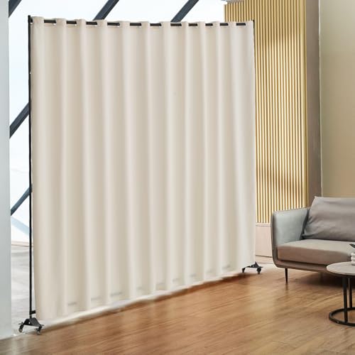 VEVOR Room Divider, Portable Panel Room Divider with Wheels Curtain Divider Stand, Freestanding Room Divider Privacy Screen for Office, Bedroom, Dining Room, Study, Beige VEVOR