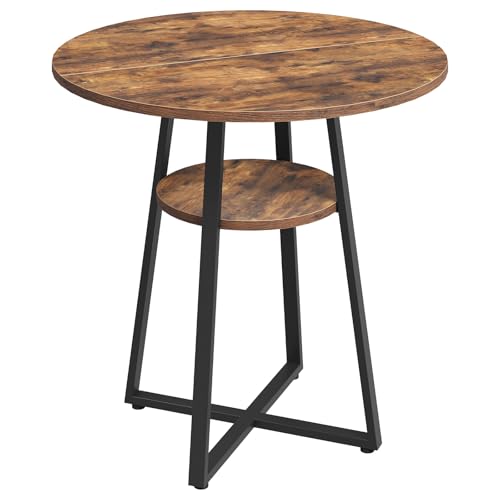MAHANCRIS 31.5" Round Dining Table for 2-4, Farmhouse Kitchen Table with Storage Shelf, Small Circle Dining Table Space Saving, for Dining Room, Kitchen, Living Room, Rustic Brown and Black DTHR8201 MAHANCRIS