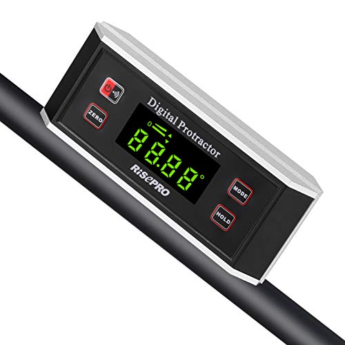Inclinometer, RISEPRO® Digital Protractor Angle Finder Level Inclinometer Magnetic V-Groove 0~360 degree with Backlight 82413B RISEPRO