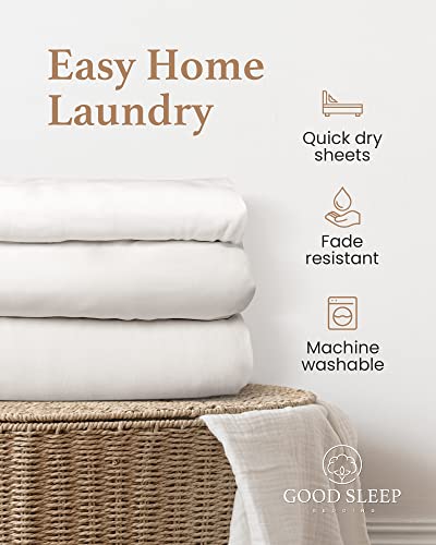 Good Sleep Bedding Twin XL Fitted Sheet - 800 TC Extra Long Twin Sheets for Dorm, 100% Egyptian Cotton Fitted Sheet Twin XL, 16" Deep Pocket, Soft & Breathable, Sateen Weave - White Good Sleep Bedding