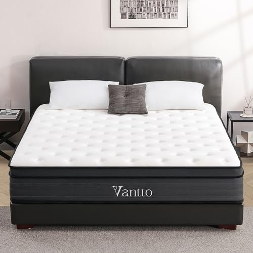 Vantto King Size Mattress, 12 Inch Hybrid Memory Foam Mattress with Pocket Springs for Motion Isolation Pressure Relief, CertiPUR-US Vantto