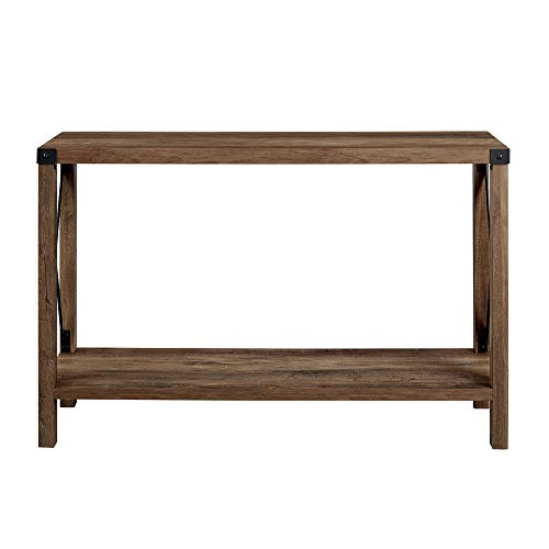 Walker Edison Sedalia Modern Farmhouse Metal X Entry Table, 46 Inch, Rustic Oak Walker Edison
