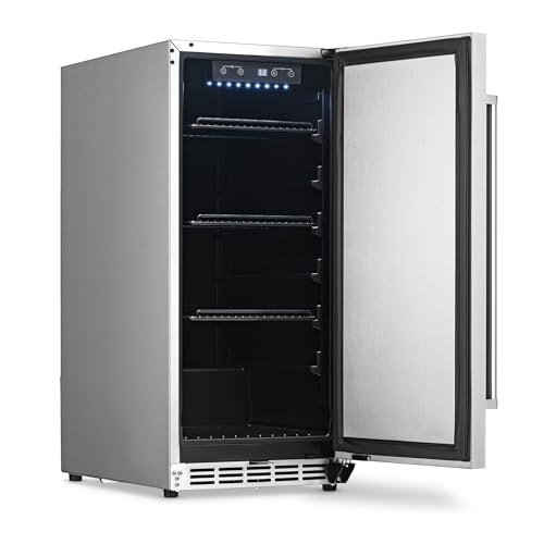 NewAir 15" Commercial Beverage Refrigerator | Weatherproof Stainless Steel Fridge | Built-In or Freestanding Outdoor Patio Fridge For Beer, Wine, Food NCR032SS00 NewAir