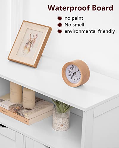 WEENFON Vintage White Floor Cabinet with Barn Doors, 2 Drawers, and Adjustable Shelf for Versatile Home Storage WEENFON