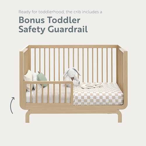 Storkcraft Santorini Deluxe 5-in-1 Convertible Crib with Bonus Toddler Guardrail (Driftwood) – GREENGUARD Gold Certified, Toddler Guardrail Included in Box, Fits Standard Crib Mattress Storkcraft