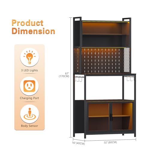 67'' LED Kitchen Pantry Cabinet with Pegboard and Charging Station by OUTDOOR DOIT OUTDOOR DOIT