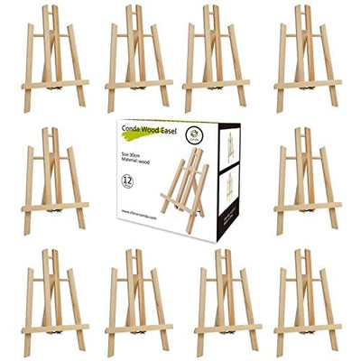 CONDA 12 Pack 11.8" Tabletop Easel, Portable A-Frame Tripod Tabletop Easel Set for Painting Party & Displaying Canvases, Photos, Display Tripod Holder Stand for Students Kids Beginners