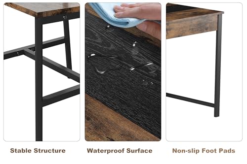 IDEALHOUSE Dining Table Set for 4, Small Kitchen Table and 2 Chairs for 4 with Bench, Breakfast Nook Rectangular Farmhouse Table Set, Space Saving Kitchen Table Set with Storage Drawers, Retro Brown IDEALHOUSE