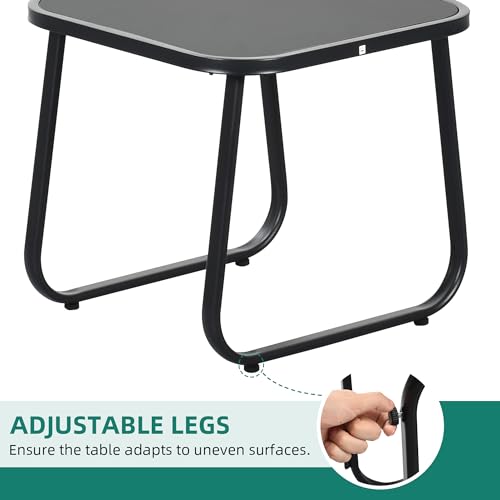 YITAHOME 3 Piece Patio Furniture Set with Rocking Bistro Chairs and Glass Table, Textilene Fabric Small Outdoor Conversation Furniture Set for Backyard, Lawn, Garden, Balcony, Poolside (Black) YITAHOME