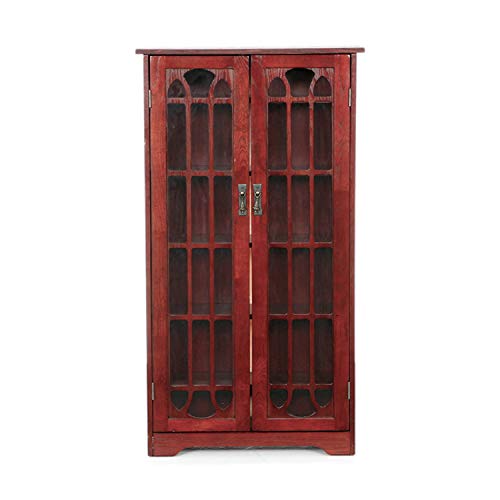 SEI Furniture Window Pane Storage Adjustable Shelves Display Cabinet, 47.75" H x 26.25" W x 9.5" D, Cherry SEI Furniture
