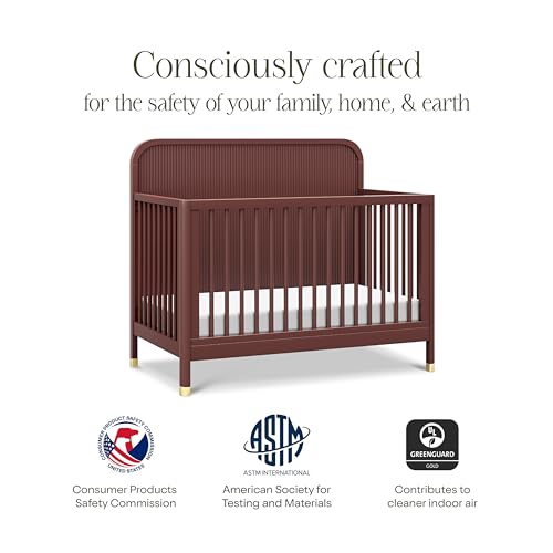 Namesake Brimsley Tambour 4-in-1 Convertible Crib in Crimson, GREENGUARD Gold Certified NAMESAKE