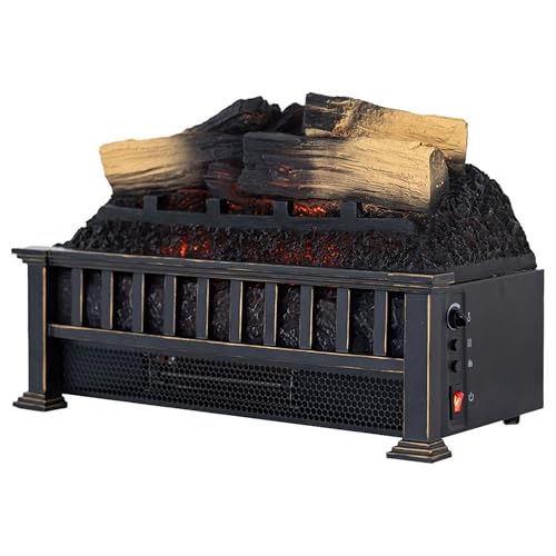 Country Living Electric Fireplace Logs, 20” LED Electric Fireplace Inserts with Infrared Heater, Electric Heater Heats up to 400 Sq. Ft., Remote Controlled Infrared Heaters for Indoor Use, Log Set Country Living