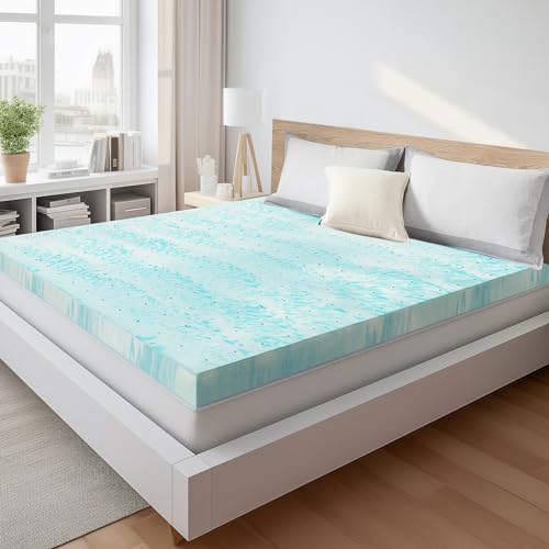 Sweetcrispy Mattress Topper Full, 3 Inch Thick Memory Foam Gel Infused Cooling Toppers Pad for Full Size Bed, Sleeper Sofa, RV, Camper, CertiPUR US Certified, Ventilated and Breathable, Blue Sweetcrispy