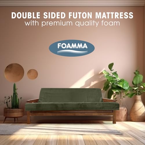 Foamma Memory Foam Futon Mattress, Double-Sided Foldout Couch Futon Mattress - Queen (Deep Forest) - Comfortable and Heavy Duty Sofa Bed, Thick Corded Cushion for All (Frame NOT Included) Foamma