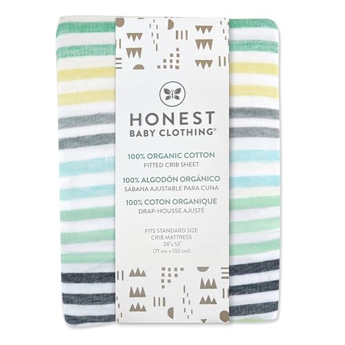 HonestBaby Unisex-Baby Fitted Crib Sheets Set Standard Mattress, 100% Organic Cotton Baby Boys, Girls, Neutral, 1 Pack - Dark Navy, One Size HonestBaby