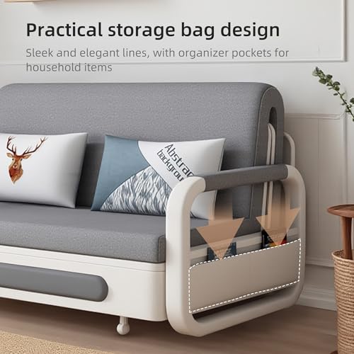 gaoyangjiaju Full Size Pull-Out Sofa Daybed with Trundle, Versatile Futon Couch with Sleeping Function,Metal armrest and Storage Space, for Small Rooms and Living Rooms,59.84" gaoyangjiaju