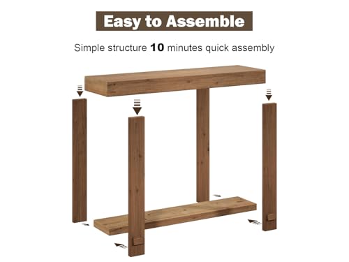 WINWYY Solid Wood Console Table, 42.5" Farmhouse Entryway Tables Thickened Tabletop and Legs Rustic Narrow Behind Couch Skinny Sofa Table for Living Room, Hallway, Entry WINWY