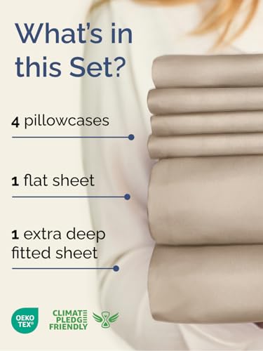 Extra Deep King Sheet Set - 6 Piece Breathable and Cooling Sheets - Hotel Luxury Bedding for Women, Men, Kids & Teens - Easy & Secure Fit - Soft, Wrinkle Free and Comfy - Extra Deep Pockets - Wheat CGK Unlimited