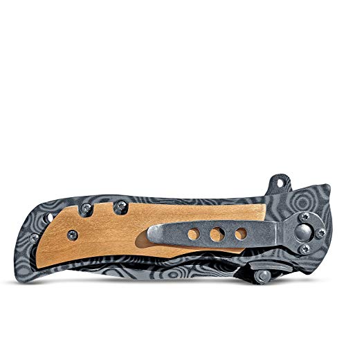 Krezy Case Last Name Pocket Holding Knife For Men, Personalized Knife For Men With Wooden Box, Folding Knife For Dad, Custom Laser Engraved Knife With Wooden Box Krezy Case