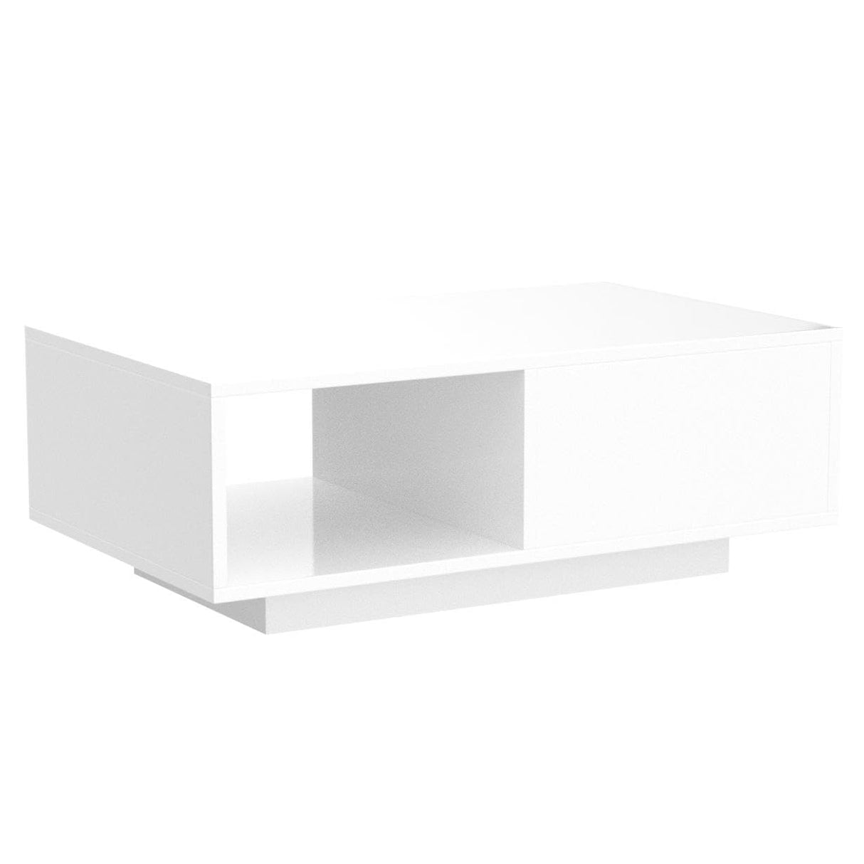 COSVALVE Modern White LED Coffee Tables for Living Room with Drawer & 16-Color LED Lights, Rectangle Living Room Sofa Table with Ample Storage Space(23.6" D x 43.3" W x 15.7" H) COSVALVE
