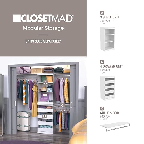 ClosetMaid Modular Storage Shelf Unit with 3 Shelves, White ClosetMaid