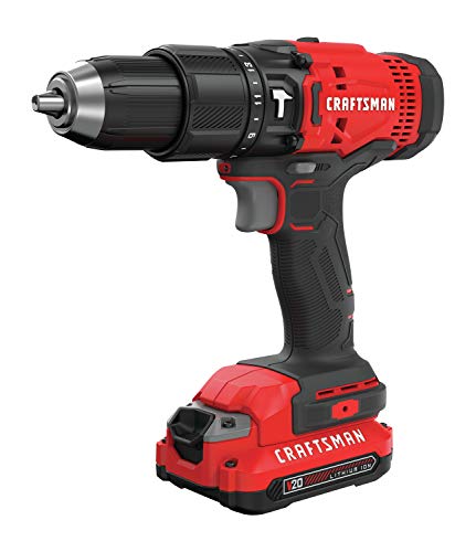 CRAFTSMAN V20 Cordless Hammer Drill Kit, 1/2 inch, 2 Batteries and Charger Included (CMCD711C2) CRAFTSMAN
