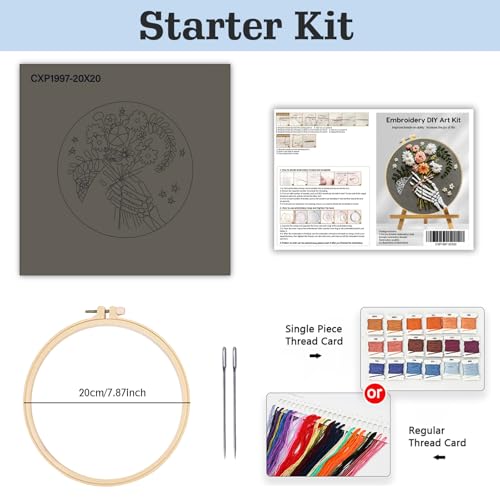 JOZYSH Embroidery Kit for Beginners, Beautiful Small Town Nature Landscape Pre-Stamped Pattern Kits for Adults, Easy to Follow Color Thread Needlework,DIY Cross Stitch Kits (Flower)