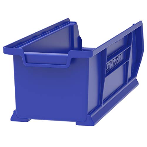 Akro-Mils 30284 Super-Size AkroBins Plastic Storage Bins, Space-Saving Stackable Bins for Garage, Classroom, Warehouse Organization, 24-Inch L x 8-Inch W x 7-Inch H, Blue, 4-Pack Akro-Mils