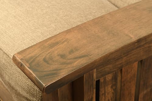Kodiak Furniture Washington Full Size Futon Frame, Rustic Walnut Hardwood Frame Only, Convertible Couch Base for Living Room and Porch, Mission Style Arms Kodiak Furniture