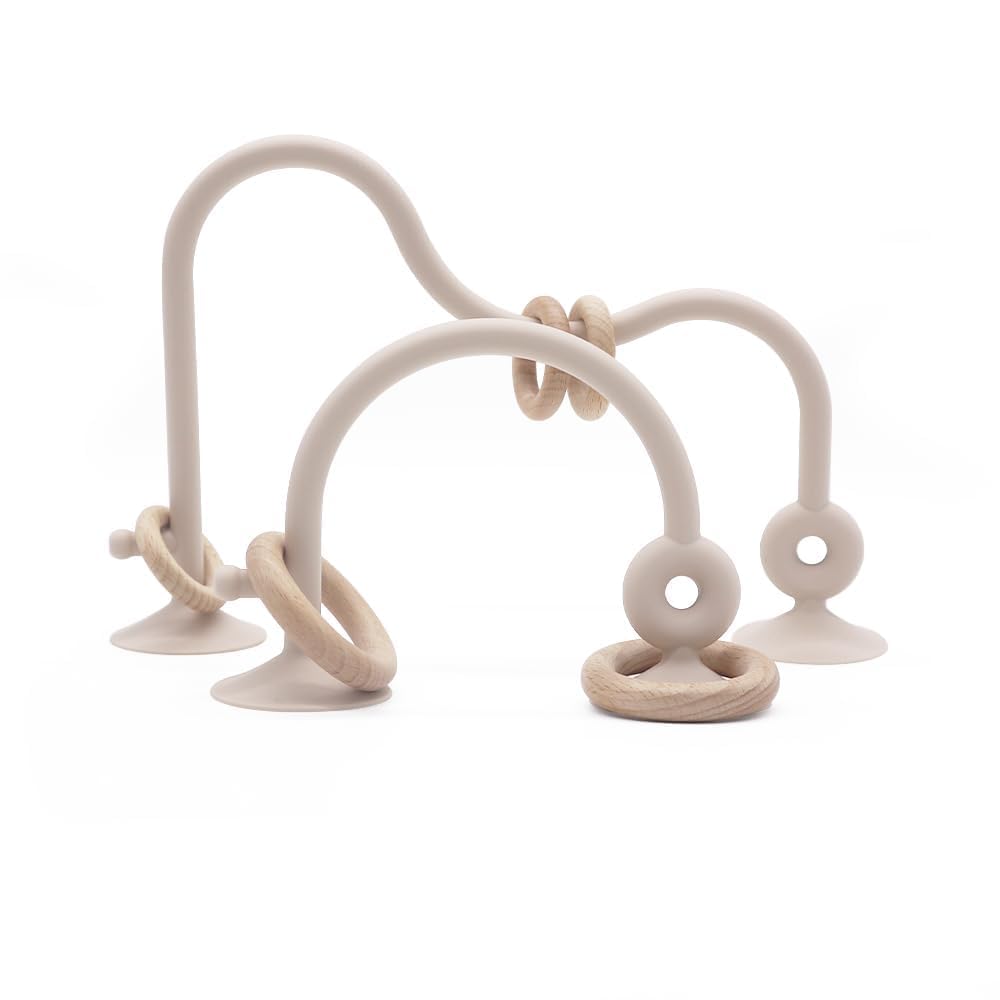 zeeloopbee High Chair Toys with Suction Cups for Infant Toddlers Silicone Suction Cup Montessori Educational Teething Toys for Babies Ages 0-6 M+ Baby Teething Toys for 6 to 12 Months(Beige) zeeloopbee