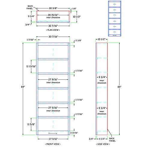 Home Square Cherry Solid Wood Bookcase Set with 84" and 36" Tall Designs Home Square
