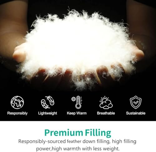 APSMILE Lightweight Down Feather Fibers King Size Duvet Insert - 100% Cotton Cover, High Fill-Power Light Bedding Comforter for Warm Weather/Hot Sleepers (106x 90 inches, Ivory White) APSMILE