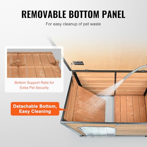 VEVOR Outdoor Dog House, Waterproof Insulated Dog House with Elevated Floor, Anti-Bite Wood Dog House Outdoor Iron Frame, Open Roof, for Medium to Large Dogs VEVOR