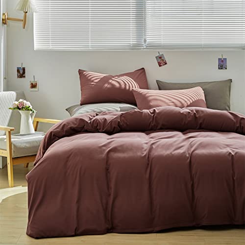 Pureant Brick Red Comforter Sets California King Women Girls Dark Rust Red Bedding Comforters Cotton Modern Solid Blackish Red Warm Quilts Cal King Adults Teens Pure Dark Red Blankets Durable Pureant