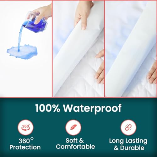 Zippered Mattress Encasement, Full Size Waterproof Mattress Protector, Breathable & Noiseless Absorbent 6-Sided Mattress Cover Cotton Passion