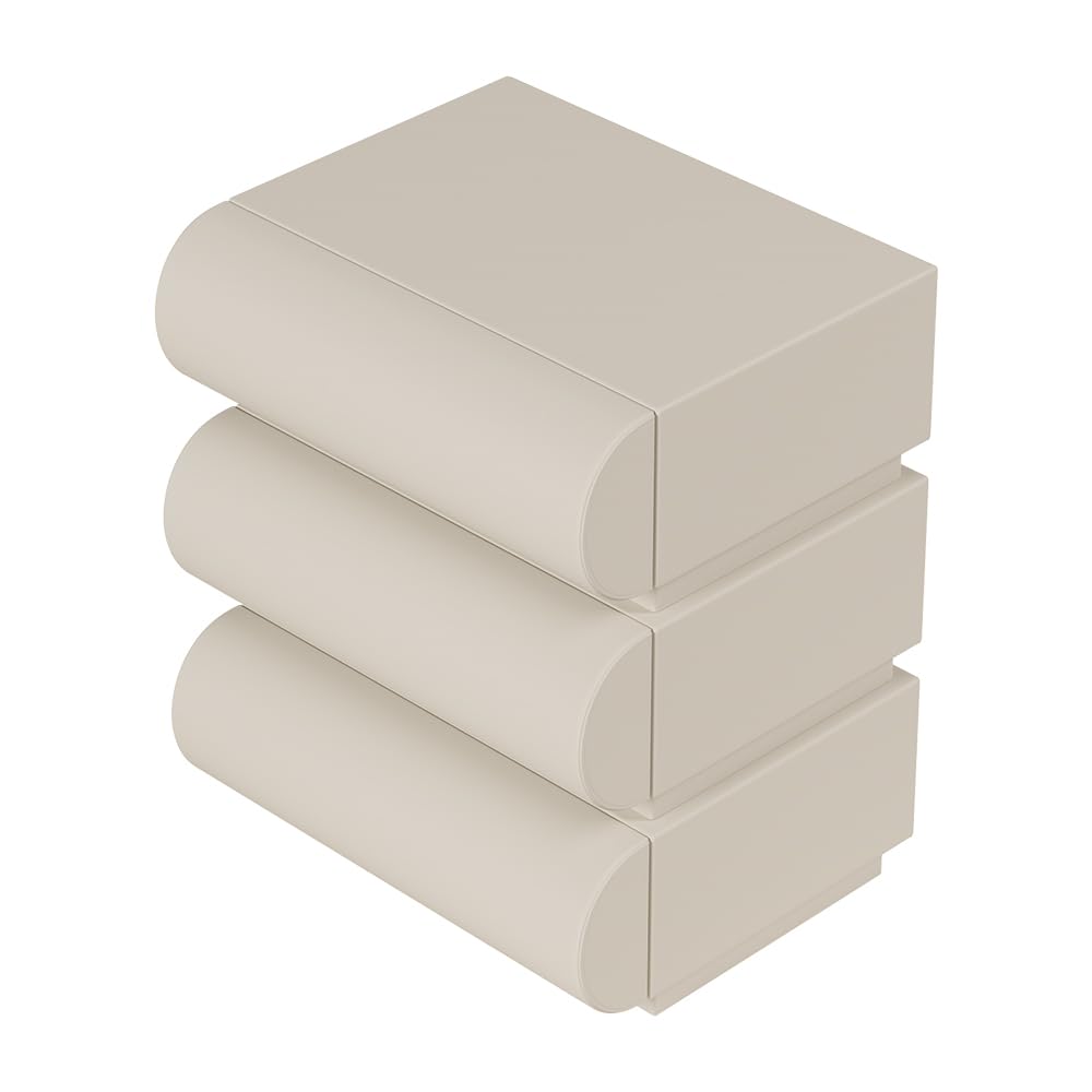 homary Smart Nightstand with Wireless Charging, USB & Type-C Ports – Modern White Leather Night Stand with 3 Drawers, Bedside Table for Bedroom homary