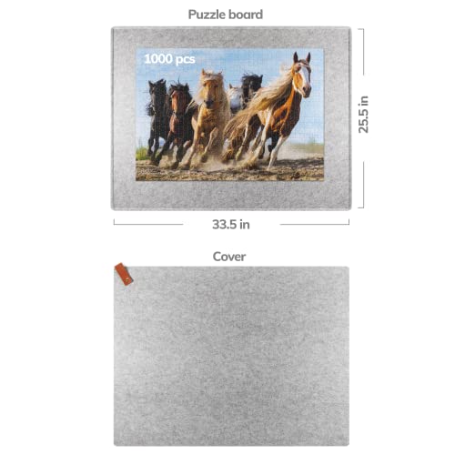 1000 Piece Jigsaw Puzzle Boards Portable, Puzzle Mat with Cover, Lightweight Puzzle Tray Storage System, Felt Puzzle Table Top by Coobe (Gray) Coobe