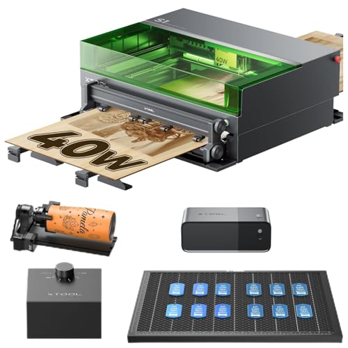 xTool S1 40W Laser Cutter and Engraver Machine, with Auto Conveyor Feeder, 118'' Long Crafts, 600mm/s Speed, Laser Engraver for Tumblers Wood and Metal, Acrylic, etc. - Deluxe Bundle xTool