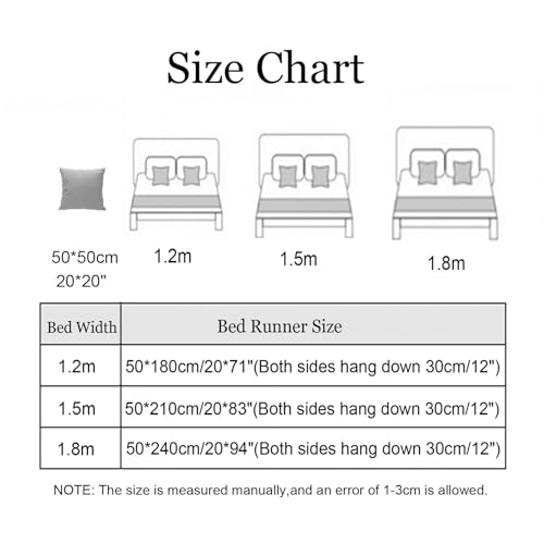 XHCTNN Bed Runners and Matching Cushion Cover, Sided Bed Throws Satin Bedding Scarf Protection Bedroom Home Decoration for Single Double King Size(D,20 * 94"-Bed Runners) XHCTNN