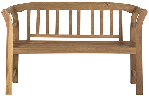 Safavieh PAT6742A Outdoor Collection Porterville 2 Seat Bench, Natural Safavieh