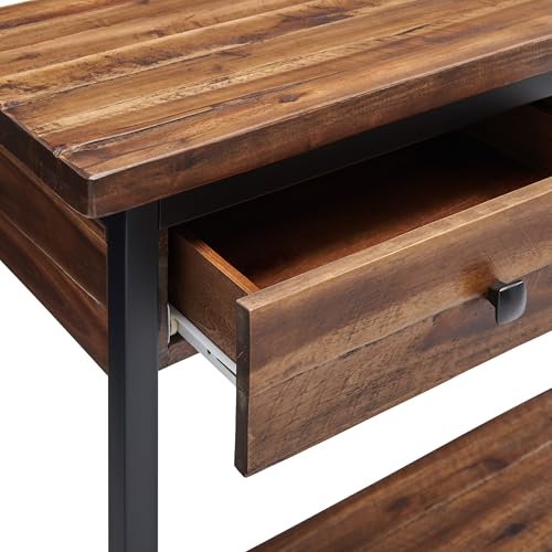 Claremont 43-Inch Solid Wood Console Table with Drawers and Lower Shelf – Rustic Industrial Entryway, Sofa, or TV Table with Acacia Wood Top and Black Metal Frame by Alaterre Furniture (Dark Brown) Alaterre Furniture