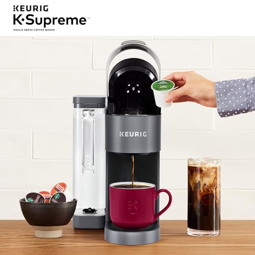 Keurig K-Supreme Single Serve K-Cup Pod Coffee Maker, MultiStream Technology, 4 Brew Sizes, 66oz Dual-Position Removable Reservoir, Gray Keurig