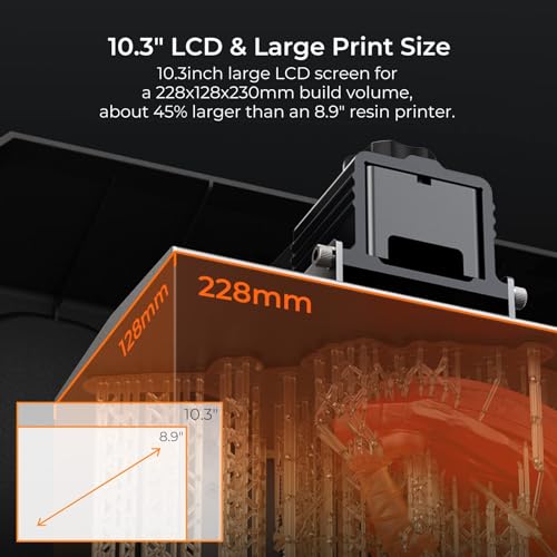 Creality Resin 3D Printer Halot-Mage, 8K Resolution Outperforms 12K Print Detail 10.3" Monochrome LCD UV Photocuring Larger Resin Printer with High-Precision Integral Light Fast Print Dual Z-axis Rail Creality
