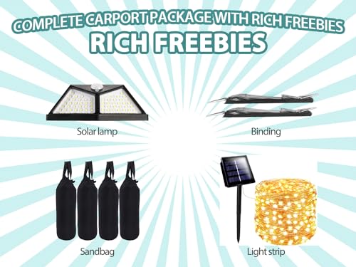 Carports 12X20 Heavy Duty,Car Ports with 180G Removable Side Walls, Carport Canopy, Portable Car Port Garage, Car Shelter All Weather, Grey Sannwsg