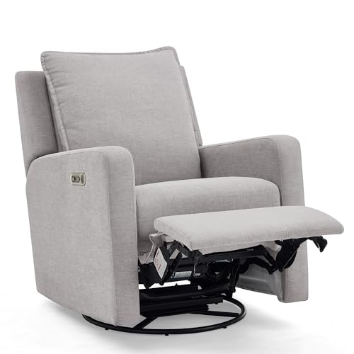 babyGap Harlowe Power Recliner with USB-A & Charging Port by Delta Children - Greenguard Gold Certified – Stain-Resistant Performance Fabric is Oeko-TEX Standard 100 Certified, Ash