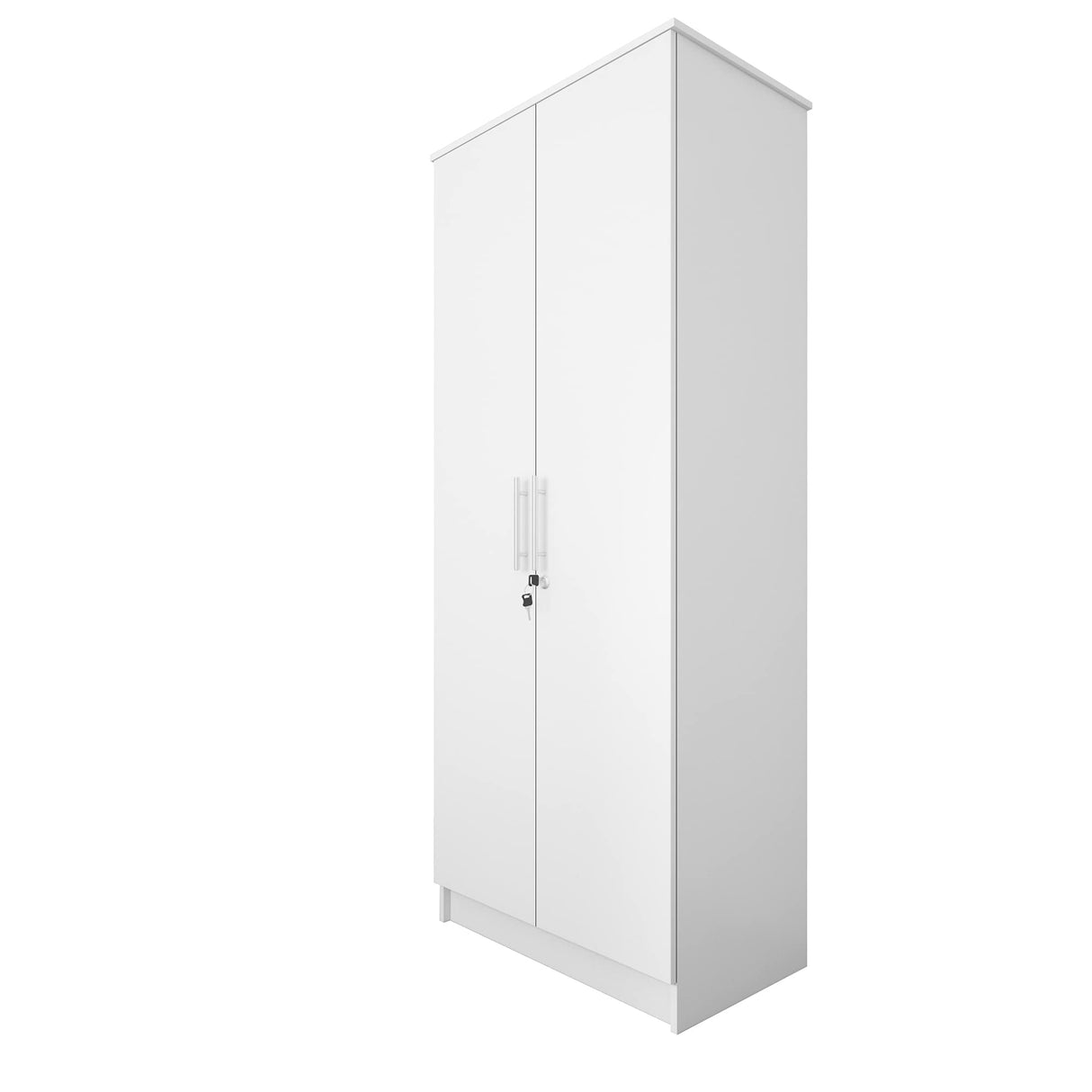 Homy Casa Inc 2-Door Wardrobe Armoires with Hanging Rod/Shelves/Lock, Bedroom Freestanding Clothes Closet Big Storage Cabinet, 29.6'' W x 17.7''D x 72'' H, White Homy Casa Inc
