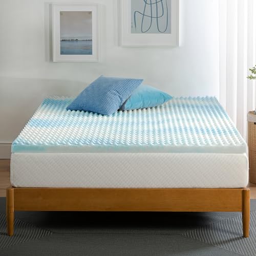 ZINUS 2 Inch Swirl Gel Cooling Memory Foam Mattress Topper, Smaller, More Convenient WonderBox Packaging, Cooling, Airflow Design, CertiPUR-US Certified, King Zinus