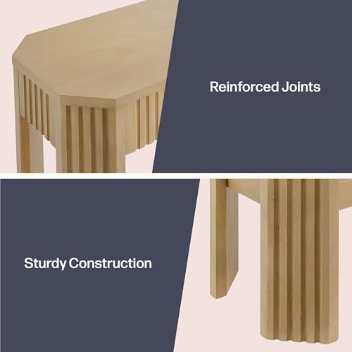 Alaterre Furniture Fluted Solid Wood Console Table - 56 Inch Modern Entryway Table with Storage Shelf - Easy Assembly Living Room Furniture for Behind the Couch, Entryway, or Hallway (Light Oak) Alaterre Furniture
