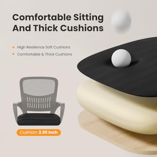 Sweetcrispy Home Office Managerial Executive Chair, Ergonomic Mesh Adjustable Swivel Mid-Back Computer Desk Chair with Comfortable Lumbar Support, Comfy Arms for Bedroom,Study Sweetcrispy