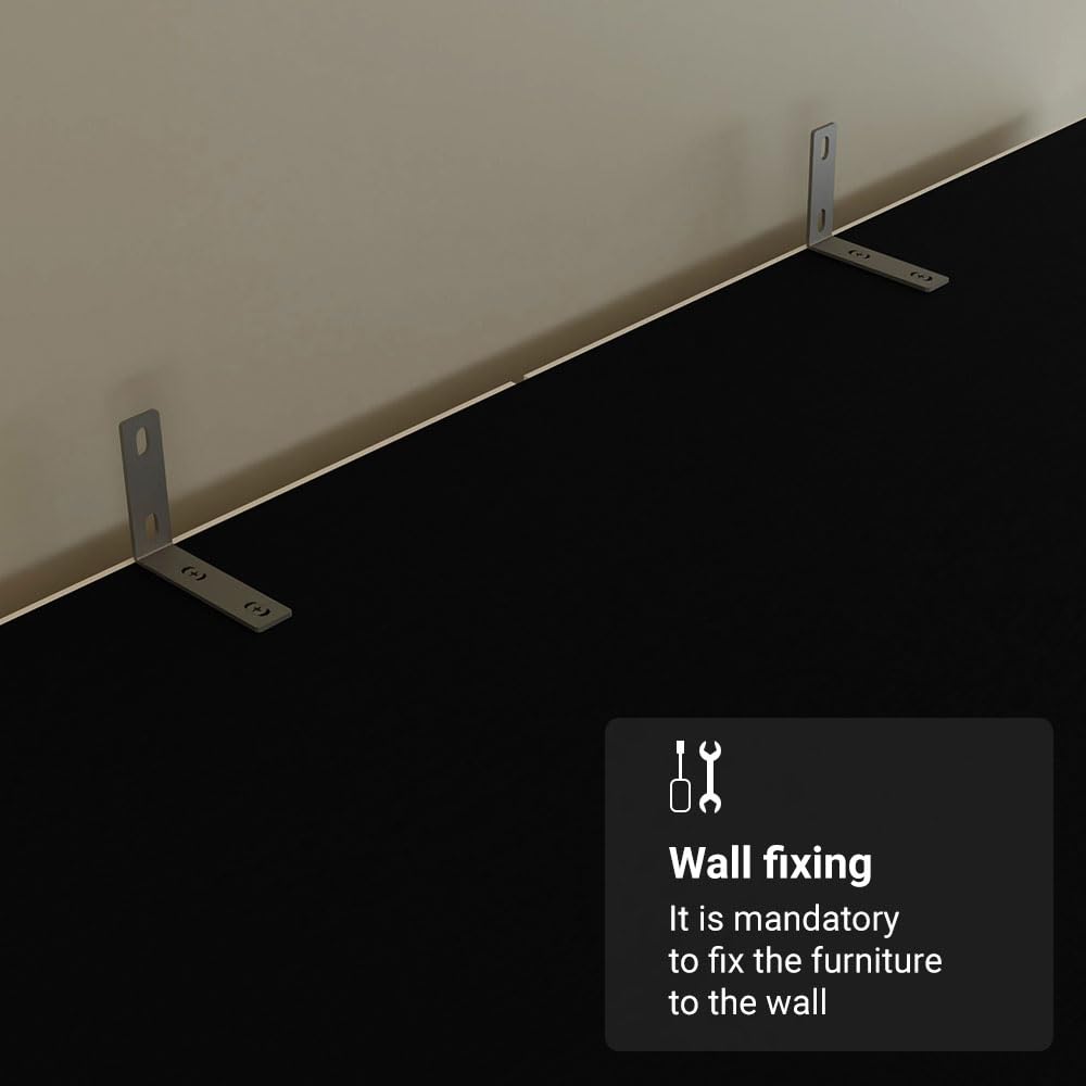 Madesa 4 Doors 4 Drawers Storage Cabinet Wardrobe with Shelves and Hanging Space 63" L Wooden Armoire Closet Organization Unit for Bedroom and Office (Black) Madesa